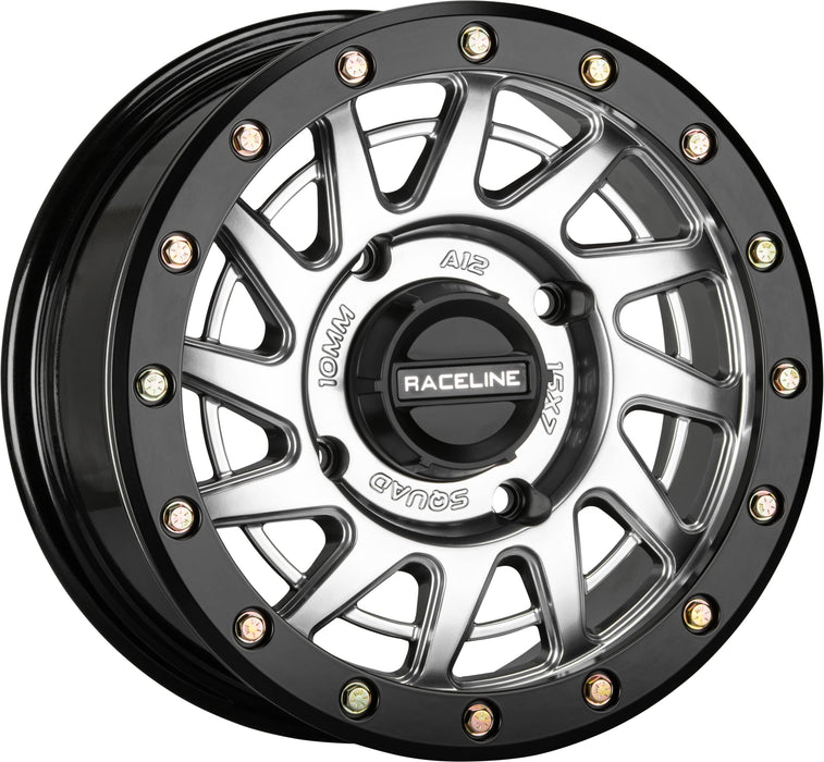 Raceline A12SB-57056+38 Squad Beadlock Wheel - 15x7-6+1-4/156 - Hyper Silver/Black