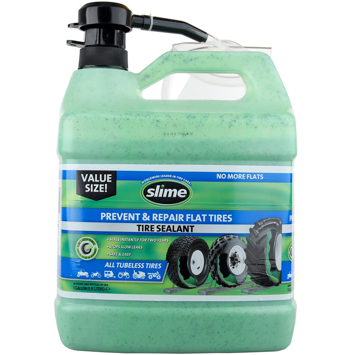 Slime 10206 Flat Tire Puncture Repair Sealant, Prevent and Repair, All Off-Highway Tubeless Tires, Non-Toxic, eco-Friendly, 1 Gallon jug