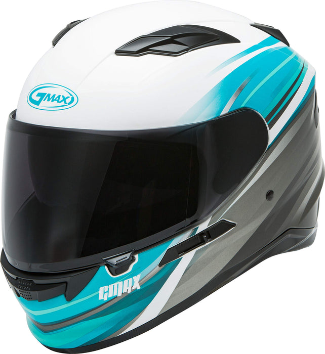 FF-98 Full-FACE Osmosis, Full-Face Motorcycle Helmet, DOT- and ECE- Approved for Street Riding and More (Matte White/Teal/Grey, Small