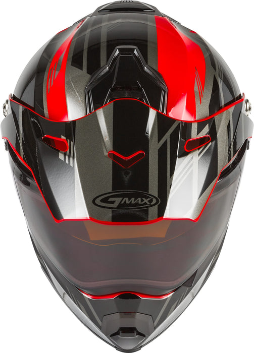 GMAX AT-21S Adventure Dual Lens Shield Snow Helmet (Red/Black/Silver, Youth Small)