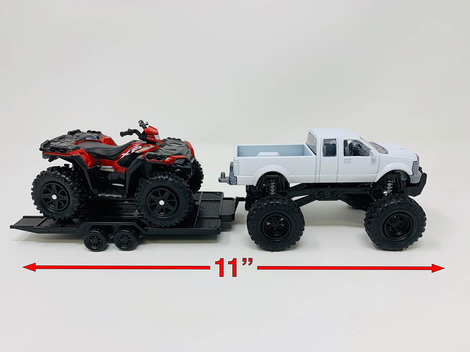 NewRay Toy Replica 4x4 Lifted Pickup Truck with Polaris Sportsman XP1000 ATV