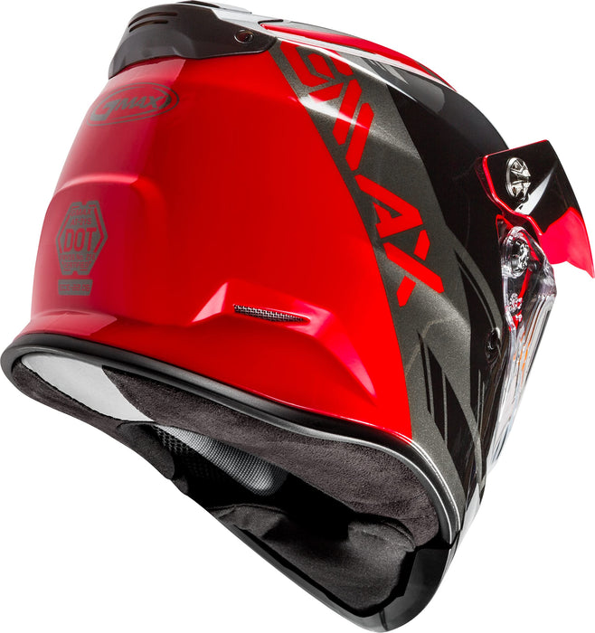 GMAX AT-21S Adventure Dual Lens Shield Snow Helmet (Red/Black/Silver, Youth Small)