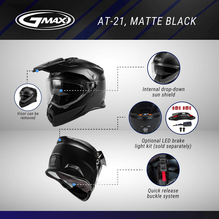 AT-21 Adventure Helmet Matte Black MD