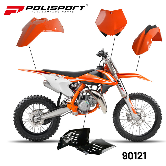 Polisport Full Plastic Kit for KTM SX/SX-F (2007-2010); KTM XC/XC-F (2008-2010) OEM Quality Restyling Kit with Superior Fit, Flexibility, and Durability (Orange/Black)