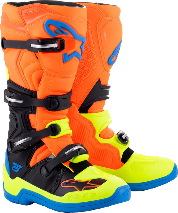 Alpinestars Tech 5 MX Boots (Blue/Orange/Yellow Fluo, 13)