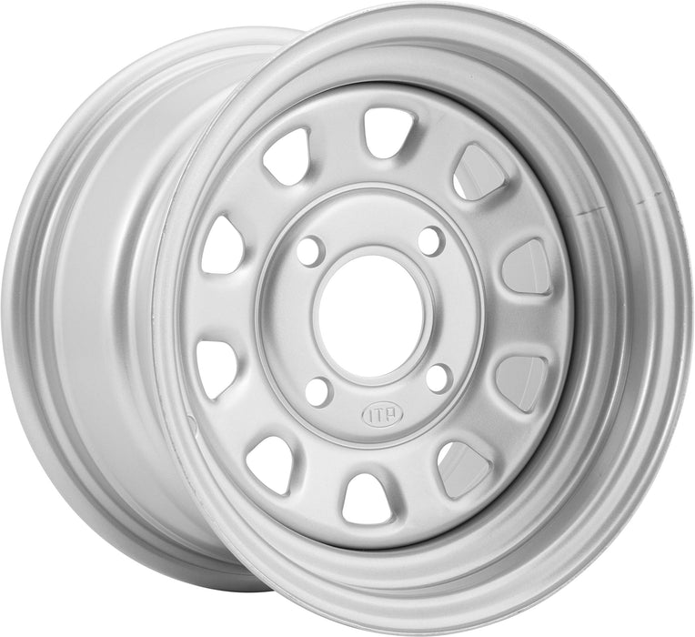 ITP Delta Steel Silver Wheel with Machined Finish (12x7"/4x110mm)