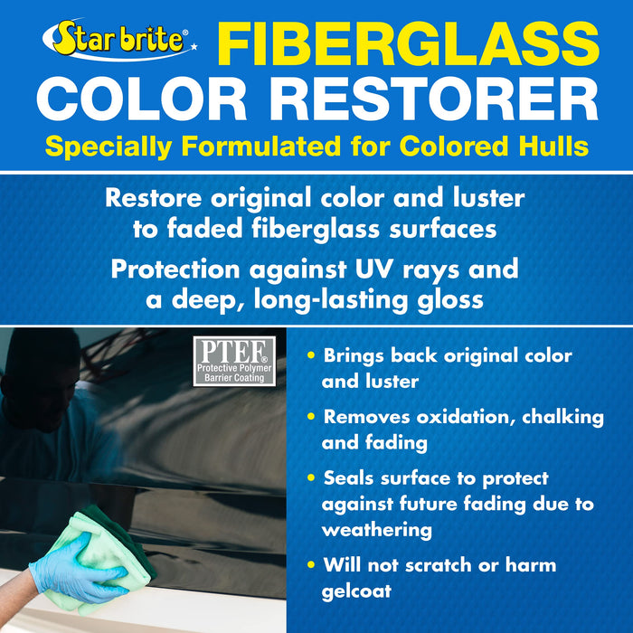 STAR BRITE Fiberglass Color Restorer - Specially Formulated for Colored Boat Hulls - Renew, Shine & Protect -16 OZ (081816PW)