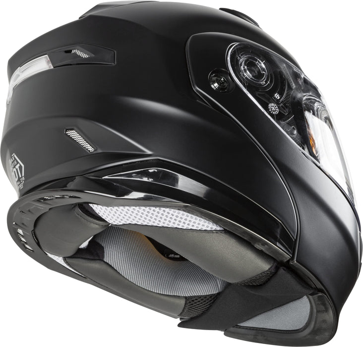 GMAX MD-01S, DOT Approved Modular Helmet, Electric Dual Lens Shield for Snow & Motor Sports, (Matte Black, Medium)