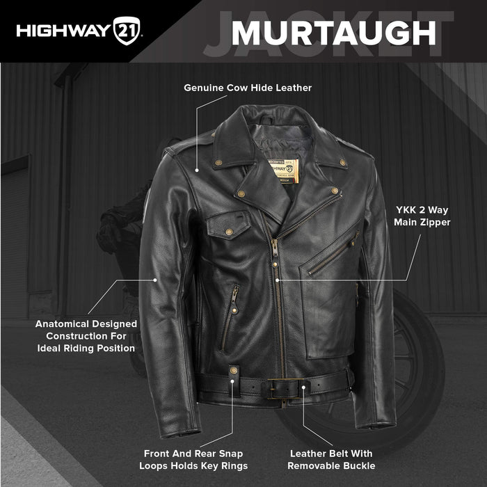 Highway 21 Men's Motorcycle Murtaugh Jacket (Black, 3X-Large)