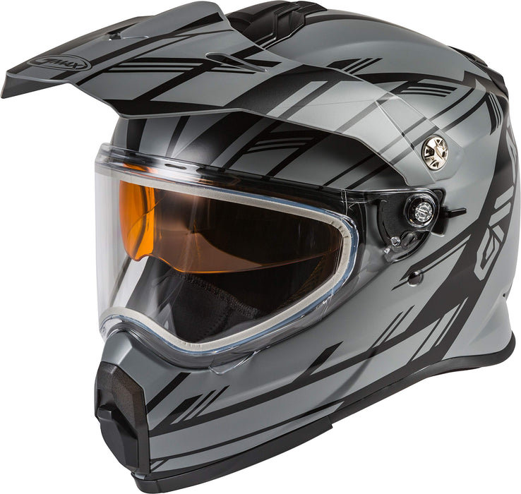 GMAX AT-21S Adventure Dual Lens Shield Snow Helmet (Matte Grey/Black, Large)