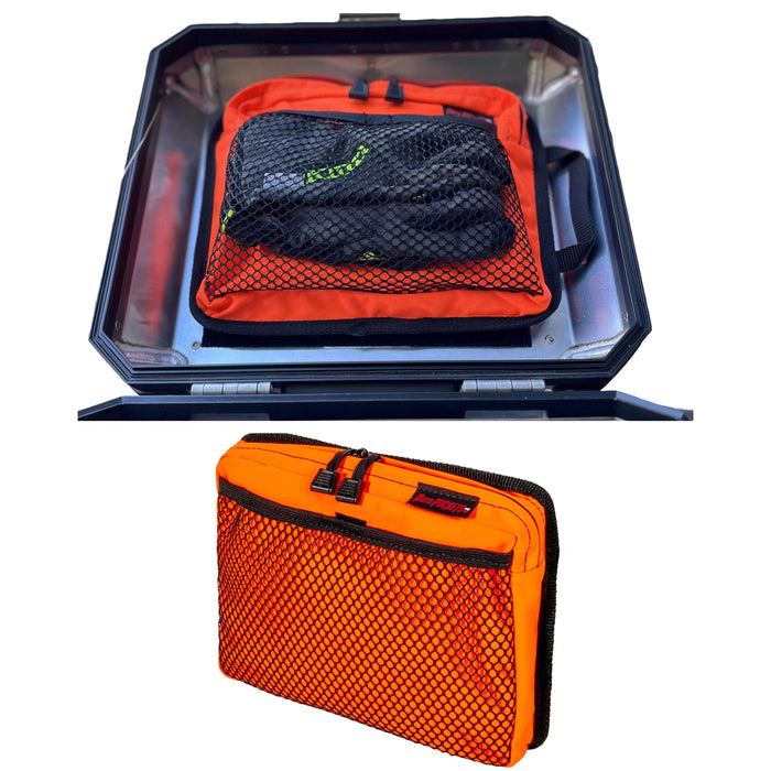 Moto Pockets Motorcycle Top Case Lid Bag Hi-Vis Orange, 11"x9" 3.2 Liters, Easily Removable, Made in the USA