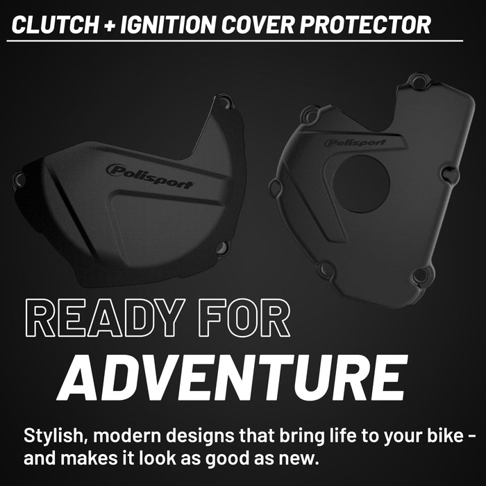 Polisport Clutch and Ignition Cover Protector Kit (Black) - Compatible with Yamaha