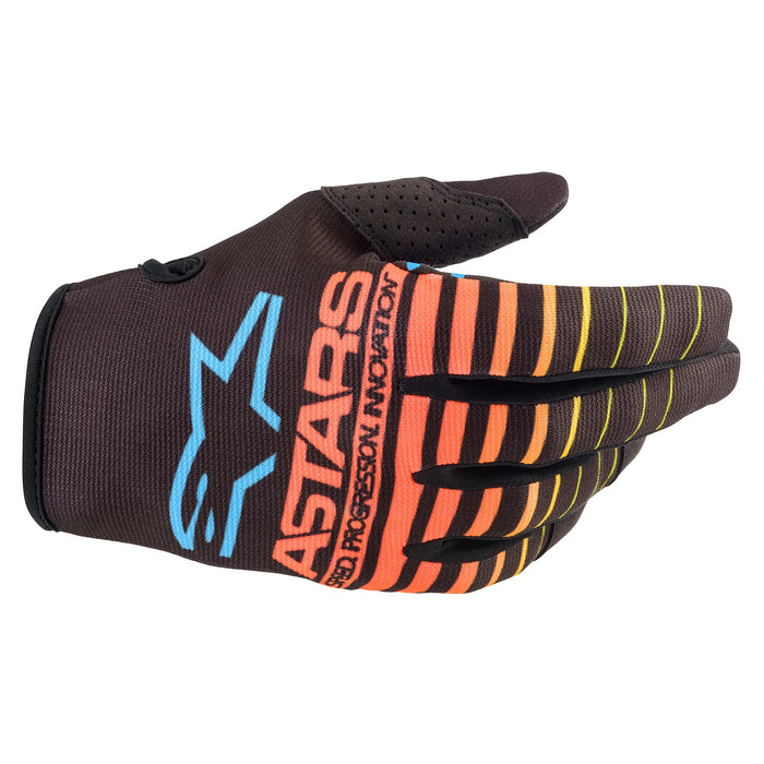 Alpinestars Youth Radar Gloves Black/Yellow Fluo/Coral Lg (3541822-1534-L)