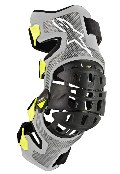 Alpinestars 6501319-195-L Bionic 7 Knee Set Silver/Yellow Lg