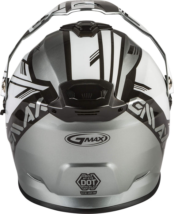 Gmax AT-21S Adventure Epic Adult Snowmobile Helmet - Silver/White/Black/X-Small