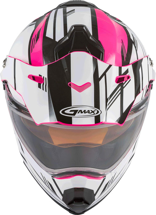 GMAX AT-21S Adventure Dual Lens Shield Snow Helmet (Pink/White/Black, X-Small)