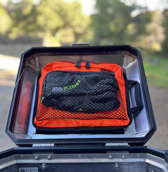 Moto Pockets Motorcycle Top Case Lid Bag Hi-Vis Orange, 11"x9" 3.2 Liters, Easily Removable, Made in the USA