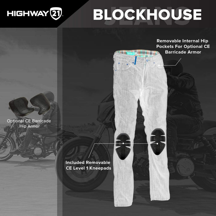 Highway 21 Men's Motorcycle Blockhouse Jeans (Black, US 42)