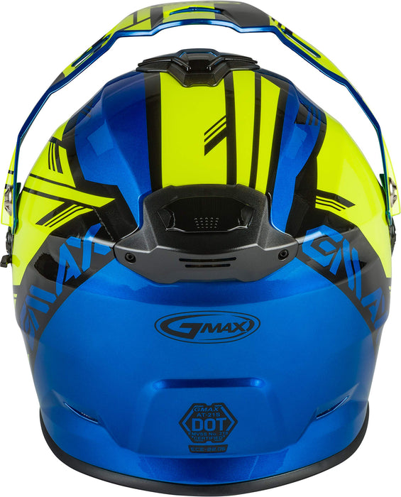 GMAX AT-21S Adventure Dual Lens Shield Snow Helmet (Blue/Hi-Vis/Black, X-Large)