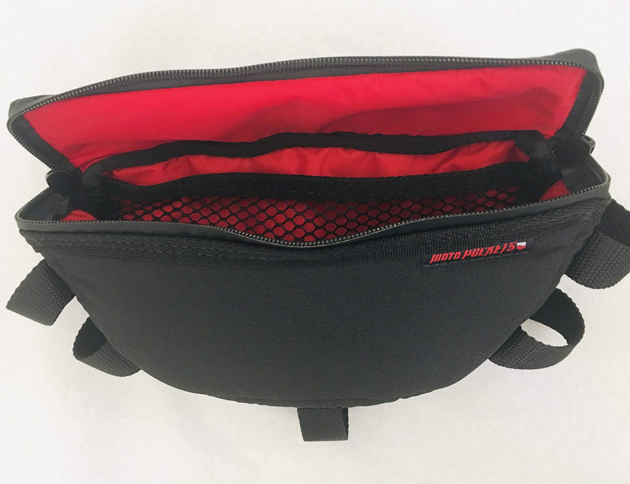 Moto Pockets Adventure Motorcycle 11" Handlebar Bag. Made in the USA of 1000 Denier Nylon, Double Glove Friendly Zipper Pulls,