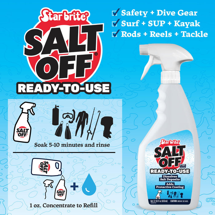 STAR BRITE Salt Off Ready-to-Use Spray - Ultimate Salt Remover Wash for Boats, Vehicles, Outdoor Gear and More - 22 OZ (093922)