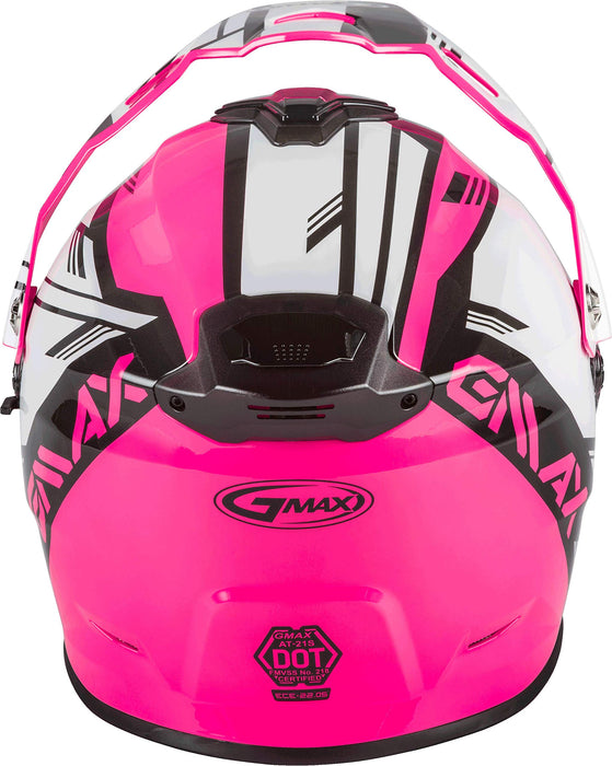 GMAX AT-21S Adventure Dual Lens Shield Snow Helmet (Pink/White/Black, X-Small)