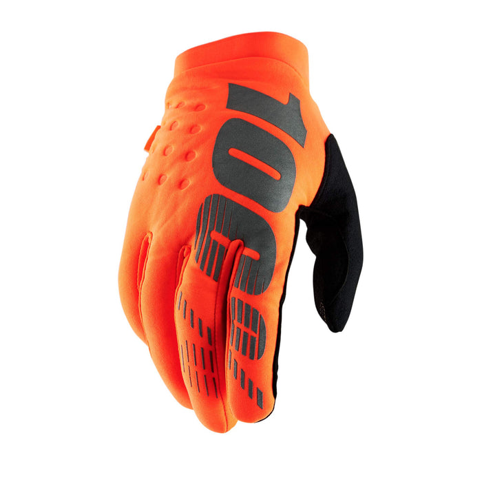 100% Brisker Gloves Fluo Orange/Black Lg 10003-00012