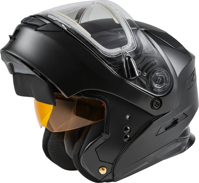 GMAX MD-01S, DOT Approved Modular Helmet, Electric Dual Lens Shield for Snow & Motor Sports, (Matte Black, X-Large)