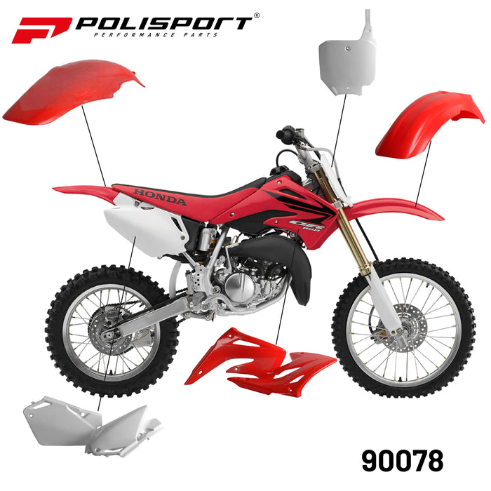 Polisport Full Plastic Kit for Honda CR85(03-07) OEM Quality Restyling Kit with Superior Fit, Flexibility, and Durability (Red/White)