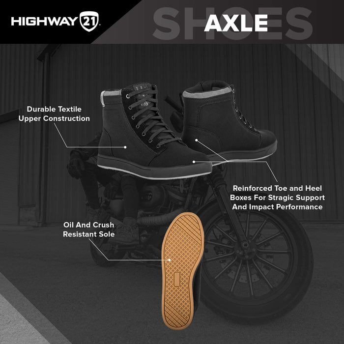 Highway 21 Men's Motorcycle Axle Shoes (Black/Gum, US 12)