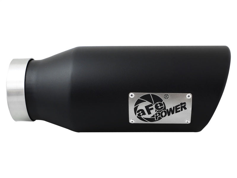 aFe Power MACH Force-Xp 4in In x 6in Out x 15in L Driver Side Clamp-On 4in 409 SS Exhaust Tip-Black 49T40601-B15