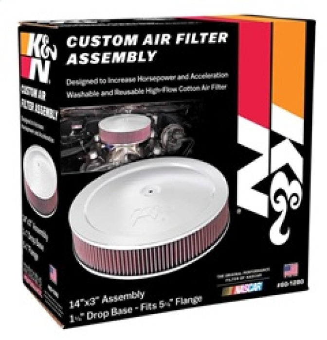 K&N 14in Red Custom Air Cleaner Assembly 5.125in ID x 14in OD x 2.75in H x 1.25in Drop Base 60-1280