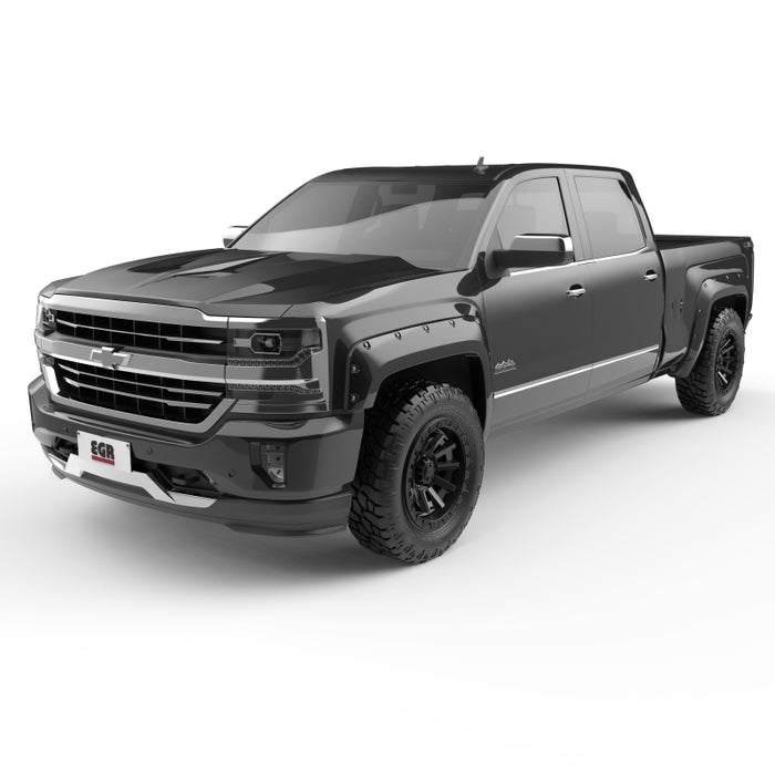 EGR 14+ Chev Silverado 6-8ft Bed Bolt-On Look Color Match Fender Flares Set Black 791574-GBA