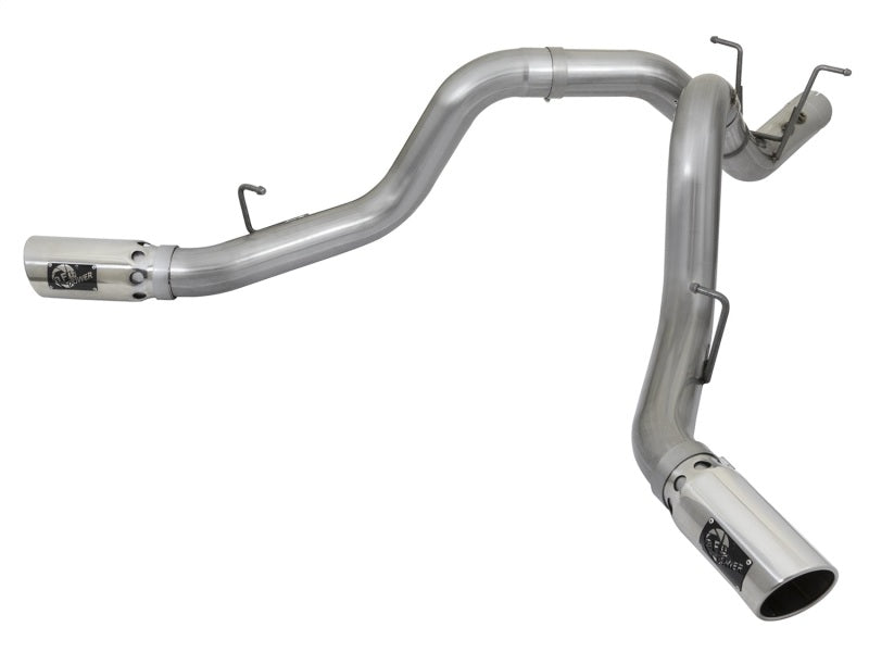 aFe Large Bore-HD 4in 409-SS DPF-Back Exhaust w/Dual Polished Tips 2017 GM Duramax V8-6.6L (td) L5P 49-44086-P