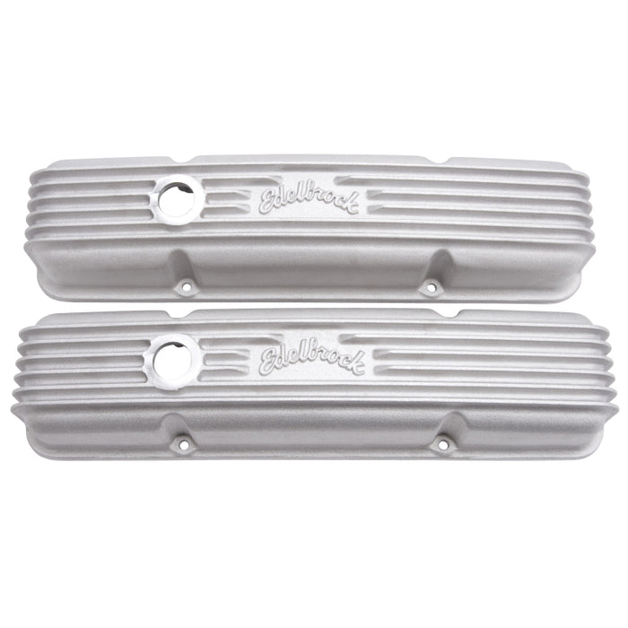 Edelbrock Valve Cover Classic Series Chevrolet 1959-1986 262-400 CI V8 w/ Breather Holes Satin 41439