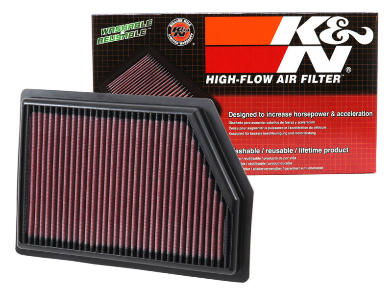 K&N Replacement Panel Air Filter for 2014 compatible with Jeep Cherokee 2.4L/3.2L 33-5009