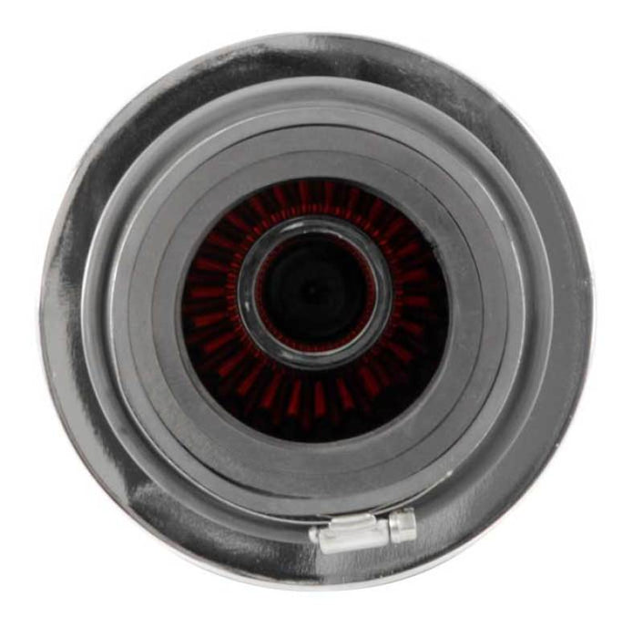 K&N Universal Air Filter Chrome Round Tapered Red 4in Flange ID x 1.125in Flange Length x 9.5in H RG-1002RD