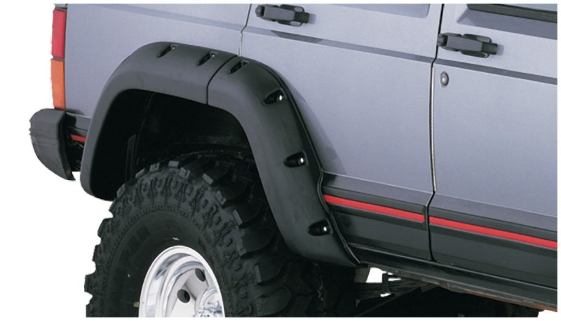 Bushwacker 84-01 compatible with Jeep Cherokee Cutout Style Flares 4pc Fits 4-Door Sport Utility Only Black 10911-07