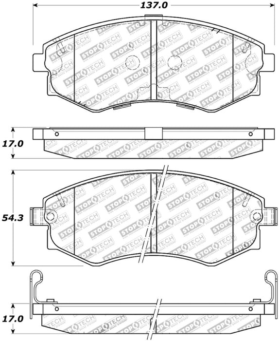 StopTech Street Touring 89-1/94 Compatible with Nissan 240SX (w/ABS) Front Brake Pads 308.07