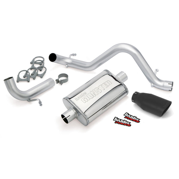 Banks Power 12-15 compatible with Jeep 3.6L Wrangler (All) 2dr Monster Exh Sys SS Single Exh w/ Black Tip 51342-B
