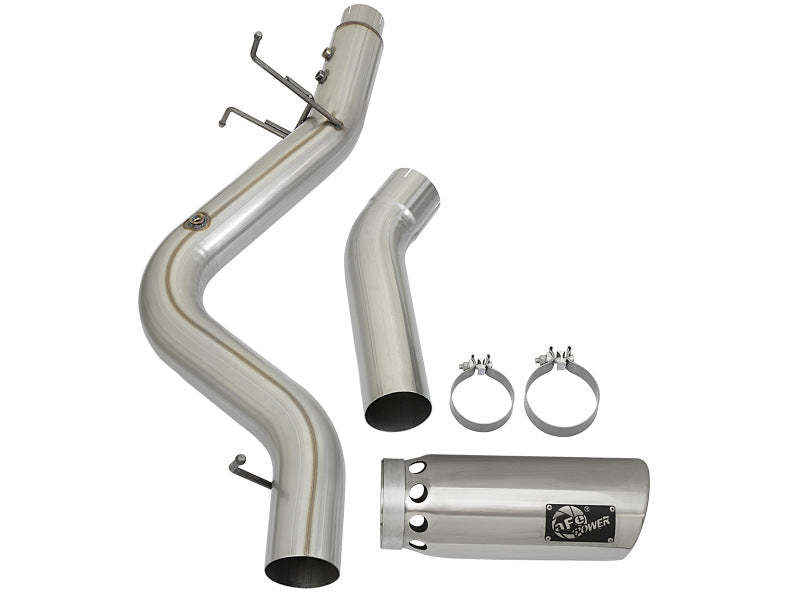 aFe ATLAS 5in DPF-Back Aluminized Steel Exhaust System w/Polished Tips 2017 GM Duramax 6.6L (td) L5P 49-04085-P