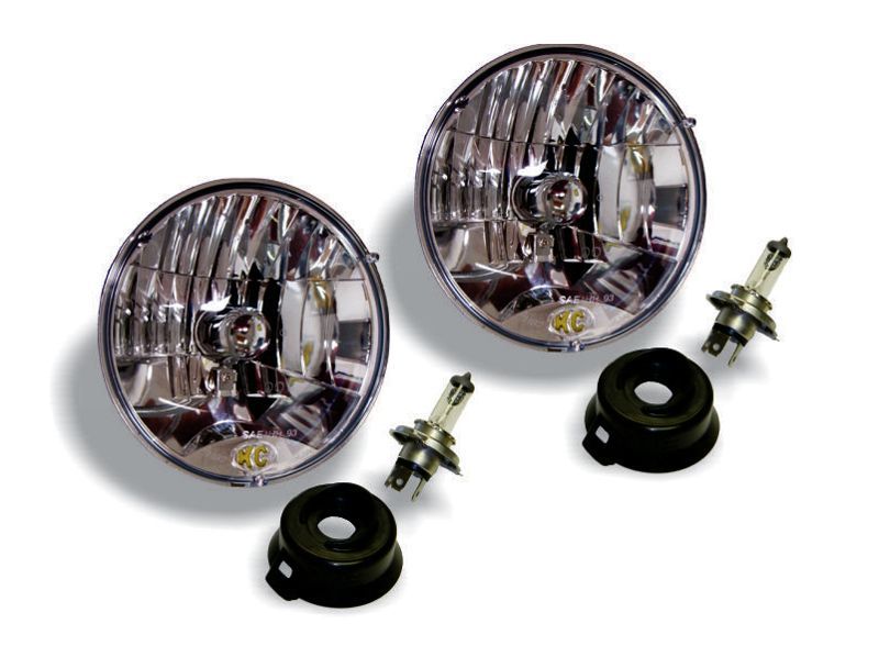 KC HiLiTES Universal/97-06 compatible with Jeep TJ 7in. Halogen H4 DOT Headlight 55/60w Lexan (Pair Pack System) 42301