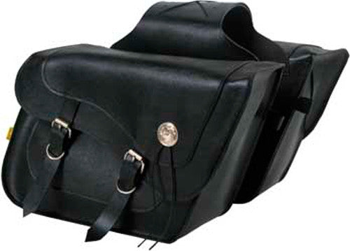 Dowco Willie & Max 58718-00 Deluxe Series: Synthetic Leather Large Slant Motorcycle Saddlebag Set, Black, Universal Fit, 19 Liter Each/38 Liter Total Capacity