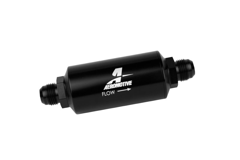 Aeromotive In-Line Filter AN -10 size Male 10 Micron Microglass Element Bright-Dip Black 12385