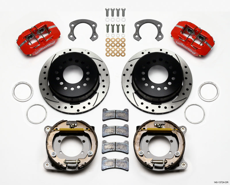 Wilwood Dynapro Low-Profile 11.00in P-Brake Kit Drill-Red Ford 8.8 Special w/2.50in Offset-5 Lug 140-13724-DR