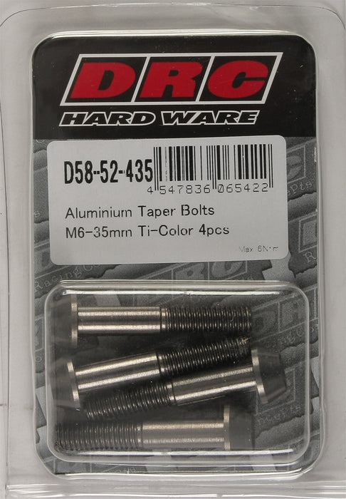 4/PC DRC ALUM M6 TAPER BOLTS 35MM TI-COLOR