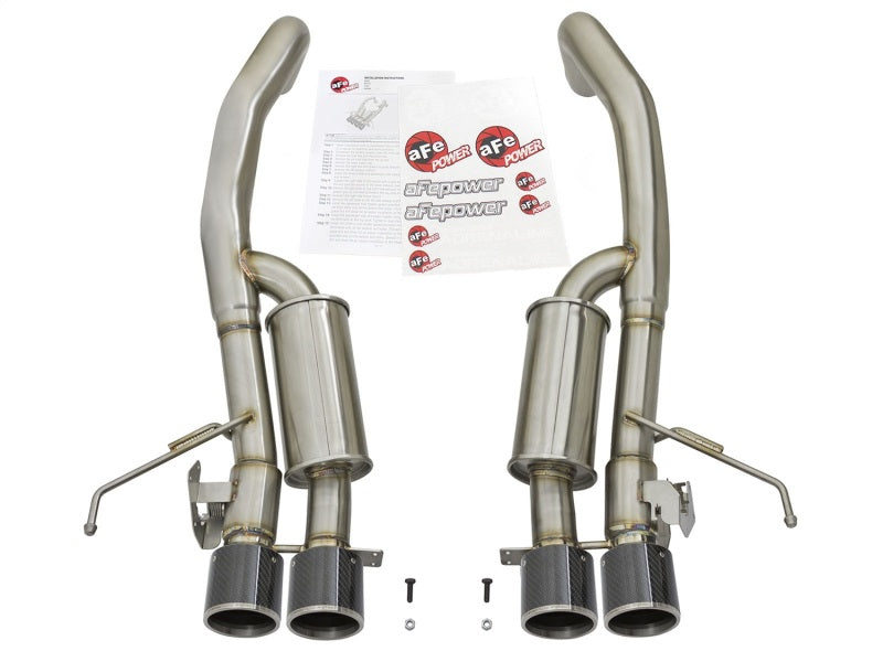 aFe MACHForce XP 3in -2 1/2in Axle Back SS Exhaust w/Carbon Fiber Tips 14-17 Chevy Corvette V8 6.2L 49-34056-C