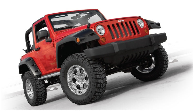 Bushwacker 07-18 compatible with Jeep Wrangler Max Pocket Style Flares 2pc Extended Coverage Black 10045-02