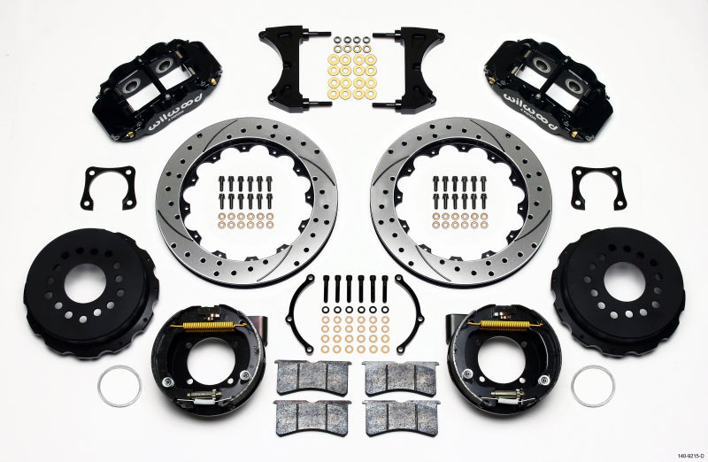 Wilwood Narrow Superlite 4R Rear P-Brk Kit 12.88in Drilled Chevy 12 Bolt-Spec 3.15in Brng 140-9215-D