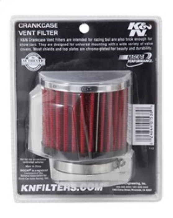 K&N 1.75in Flange ID x 3in OD x 2.5in H Chrome Finish Rubber Base Crankcase Vent Filter 62-1480